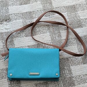 NWOT,,Dana Buchman Teal and Brown Crossbody Bag